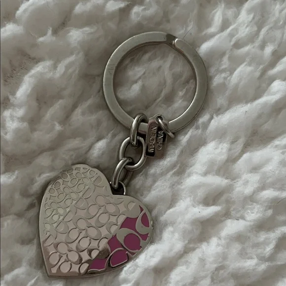 Coach Heart Keychain in Silver and Pink - Picture 4 of 5